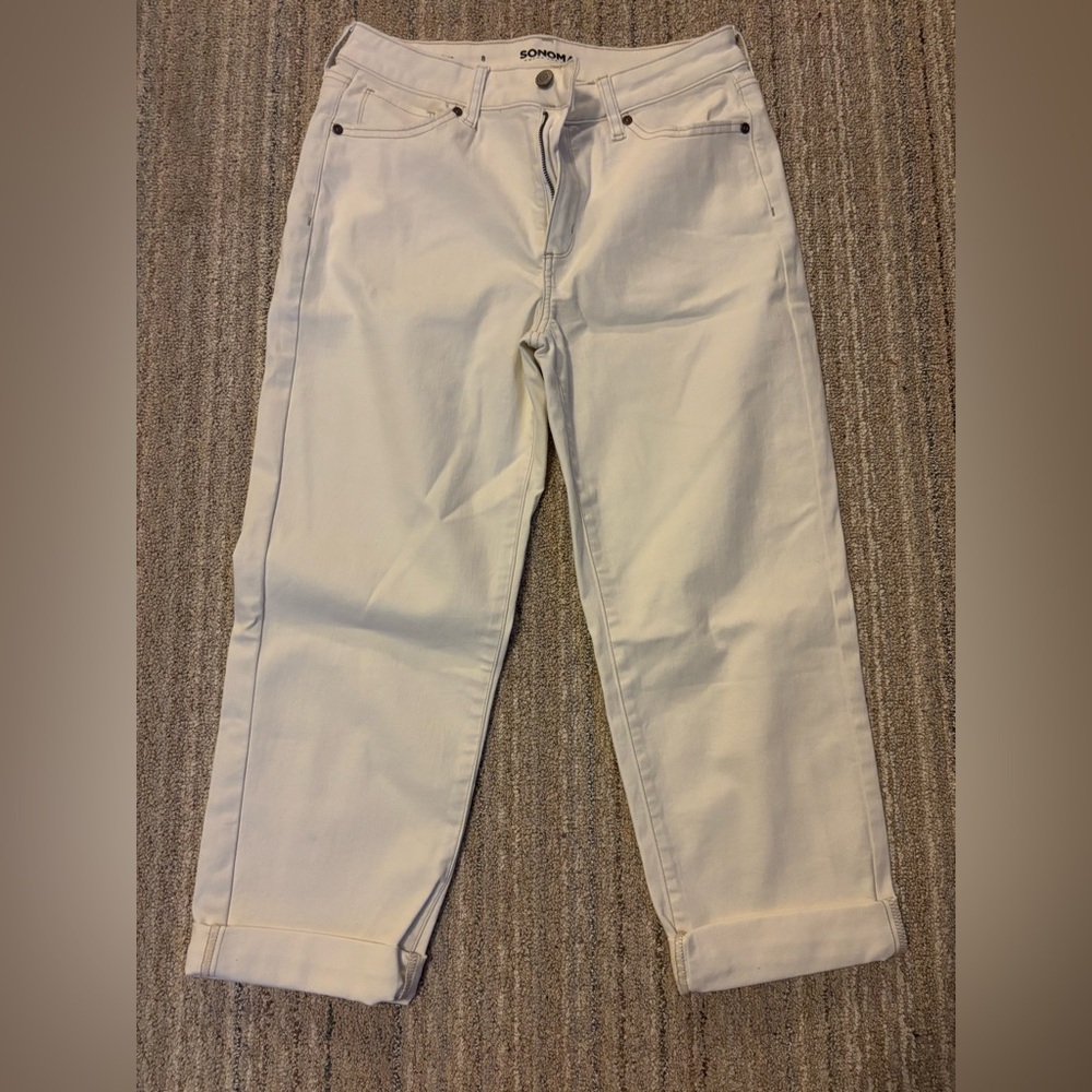 Sonoma Cream Straight Crop Jeans